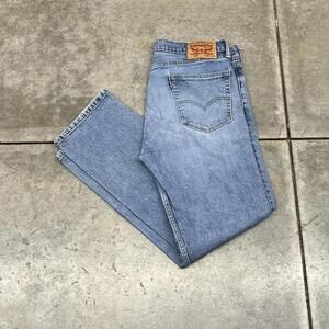 vintage levis 505 straight leg faded blue jeans size 34 x 30